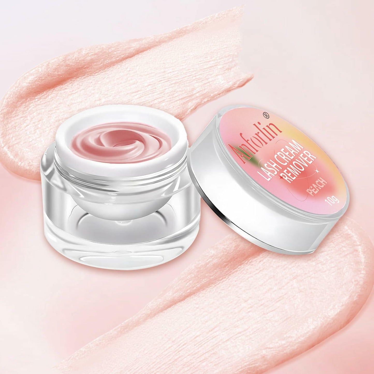 Anforlin Lash Remover Kit 10g Peach Scent with Eye Pads Brushes Tweezers