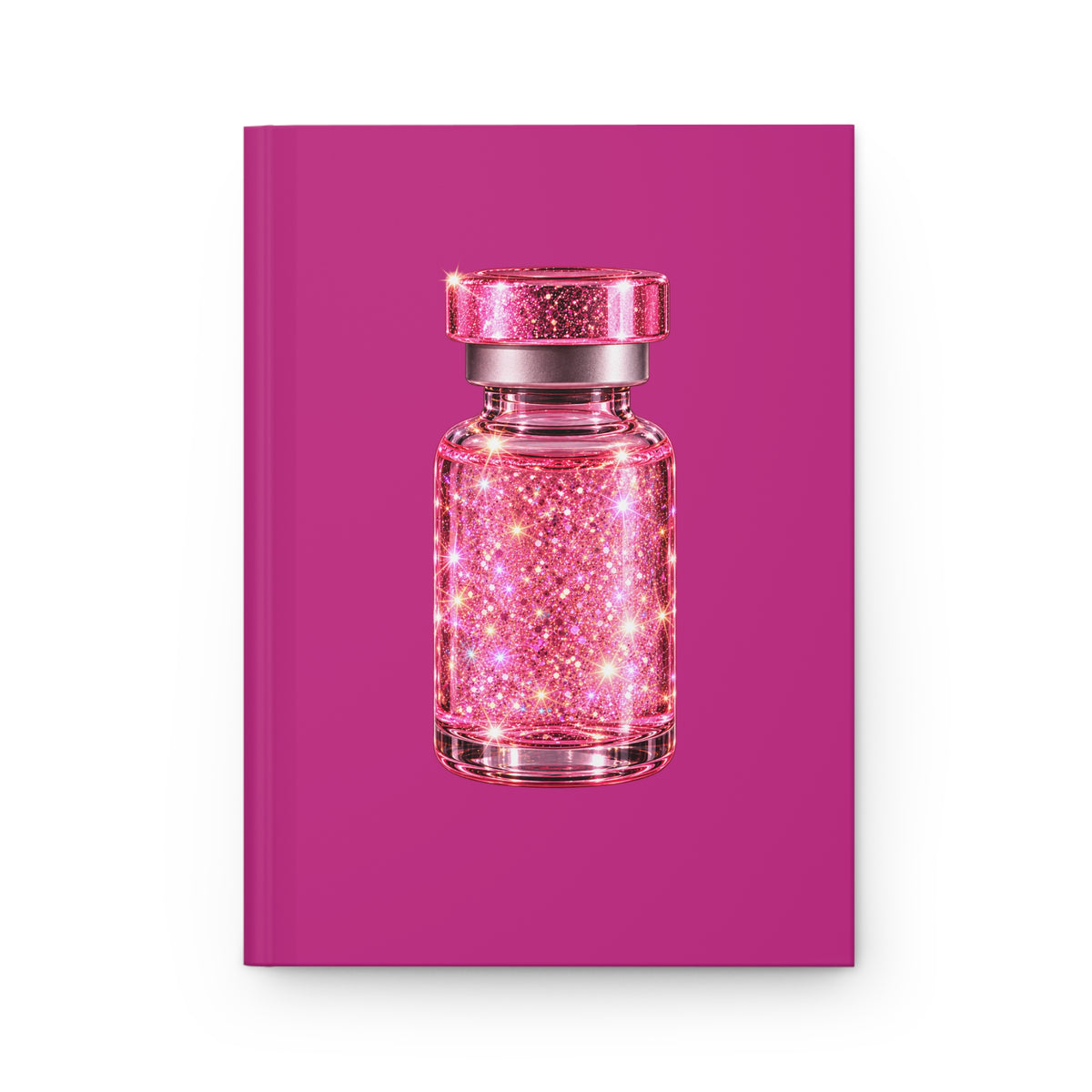 Pink Glitter Vial Hardcover Journal — Lined Notebook for Notes & Gifts